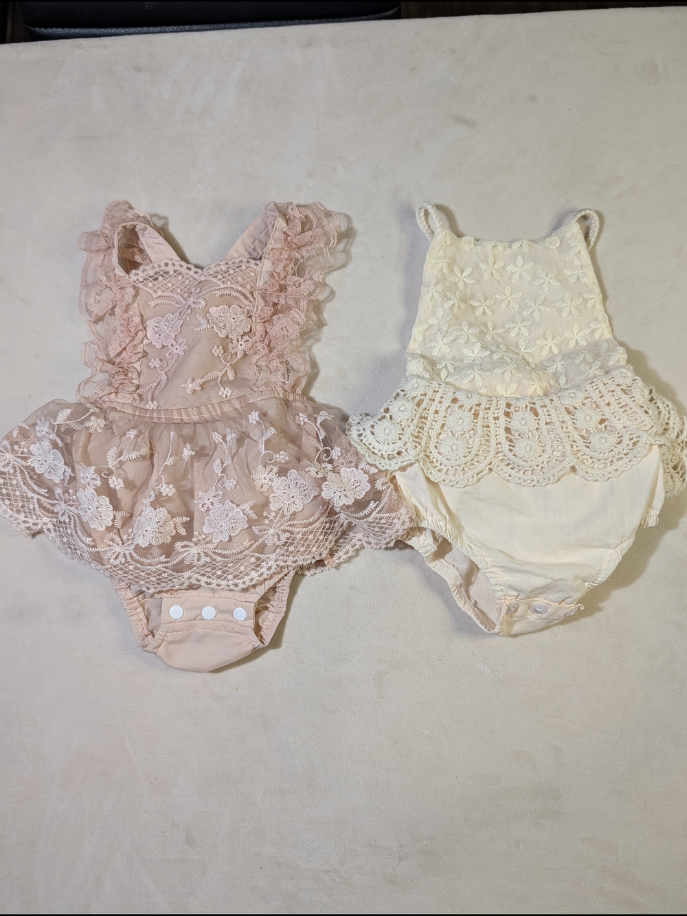 Babygirl Blush & Beige Bundle Of Elegant Floral Lace Summer Outfits